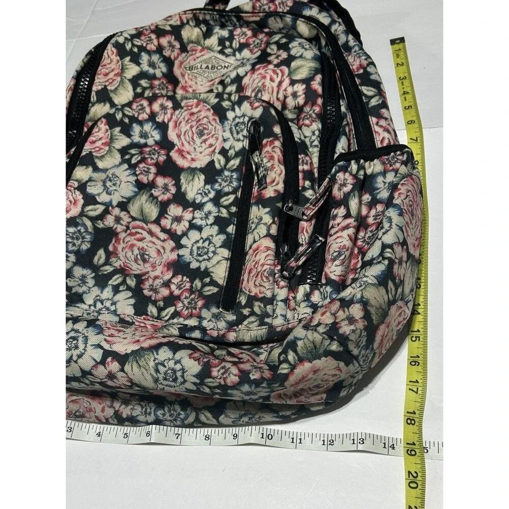 Billabong Vintage Floral Print Multi Compartment Campus Backpack Book Bag Y2K